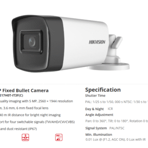 Cámara HV Bala Turbo 5 MP Lente Fijo 40Mtrs