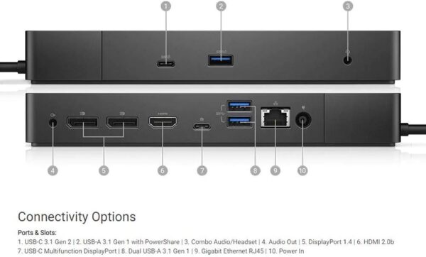 Dell Estación Acoplamiento Dock WD19 130 W (Entrega energía 90 W) USB-C, HDMI, 2 DisplayPort - Image 3