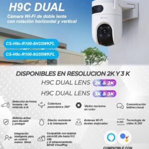 Cámaras Smart WiFi Audio 2K y 3K H9c, Exterior