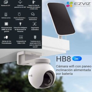 Cámaras Smart WiFi/4G Audio 2K HB8, Exterior Batería/Panel Solar