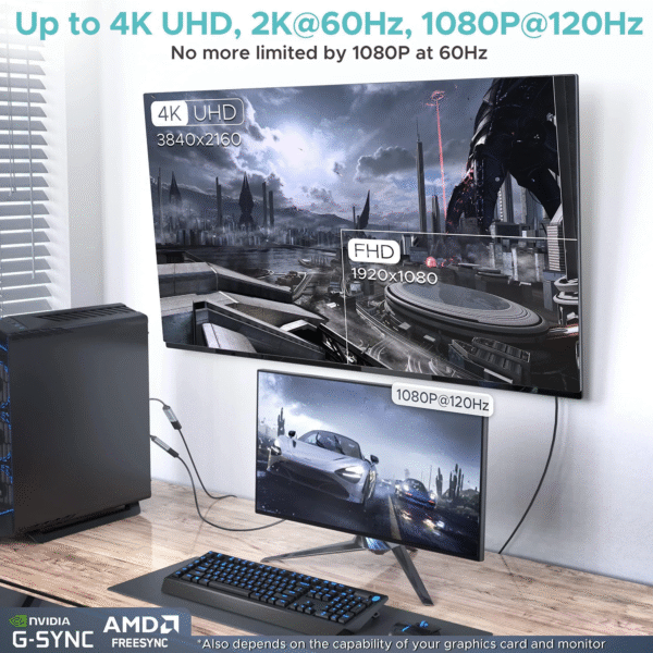 Adaptador DisplaySport a HDMI 4K 30 Hz, 0,2 m, gris plateado - Image 2